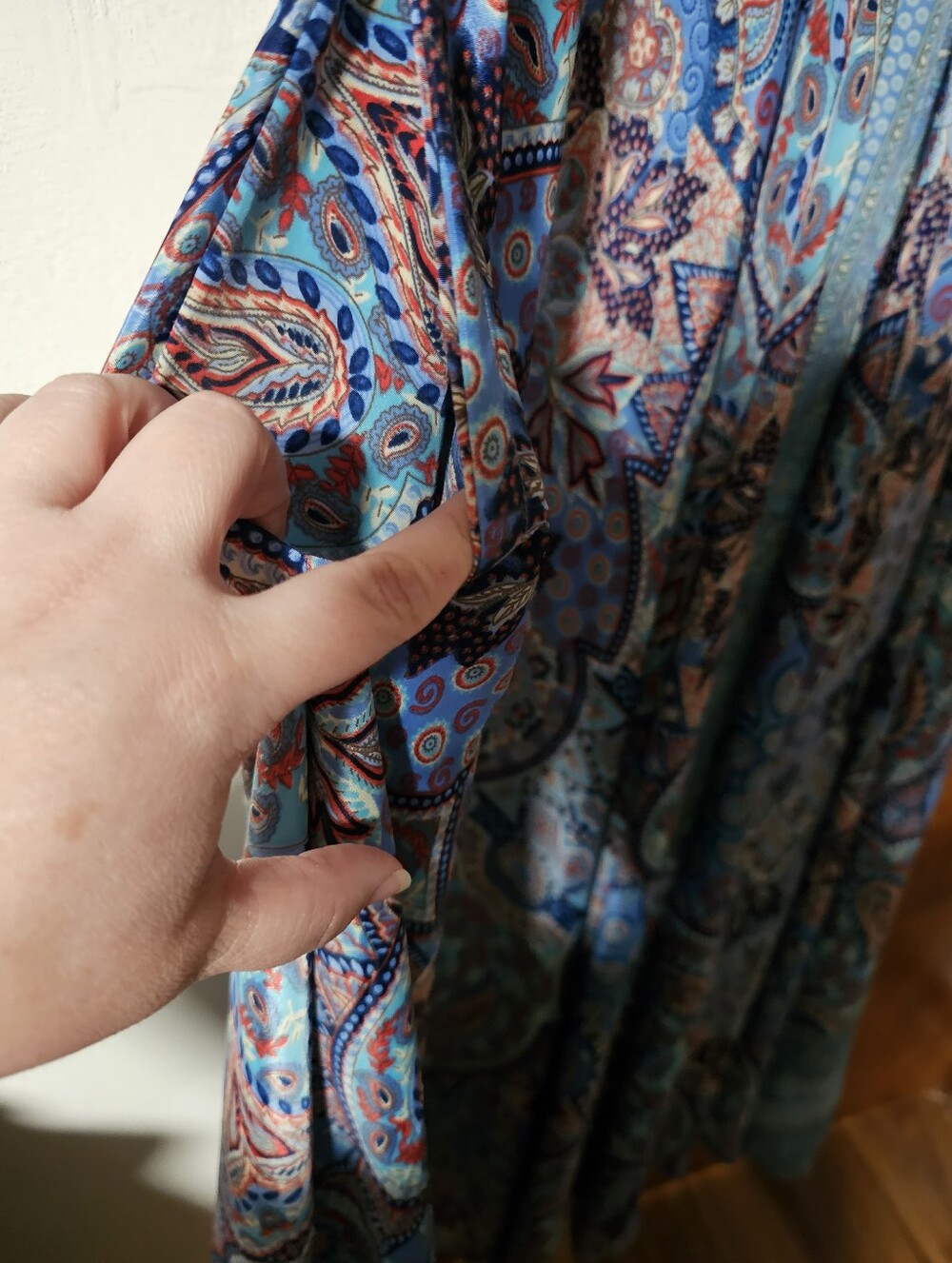 Recycled Sari Maxi Sundress in Blue Paisley - Picture 4 of 9
